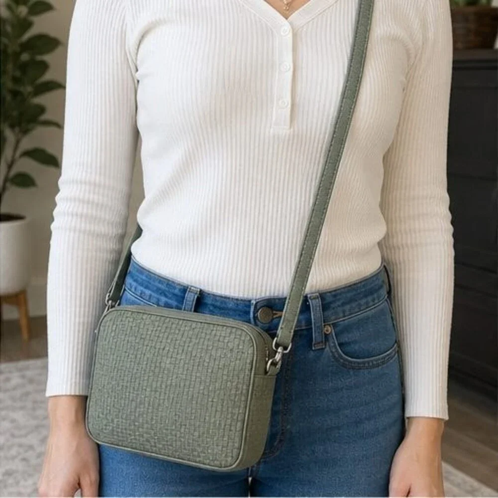 Sage Woven Crossbody Bag